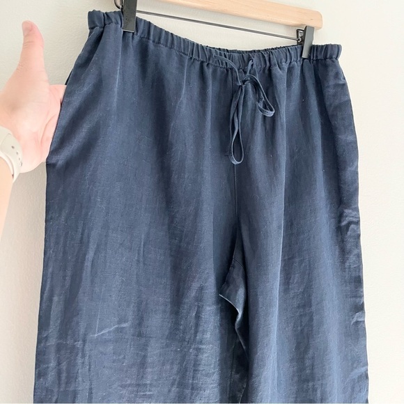 NWT Jones New York Linen Women’s Drawstring Waist Pants Navy Blue Size 10 - Picture 3 of 8